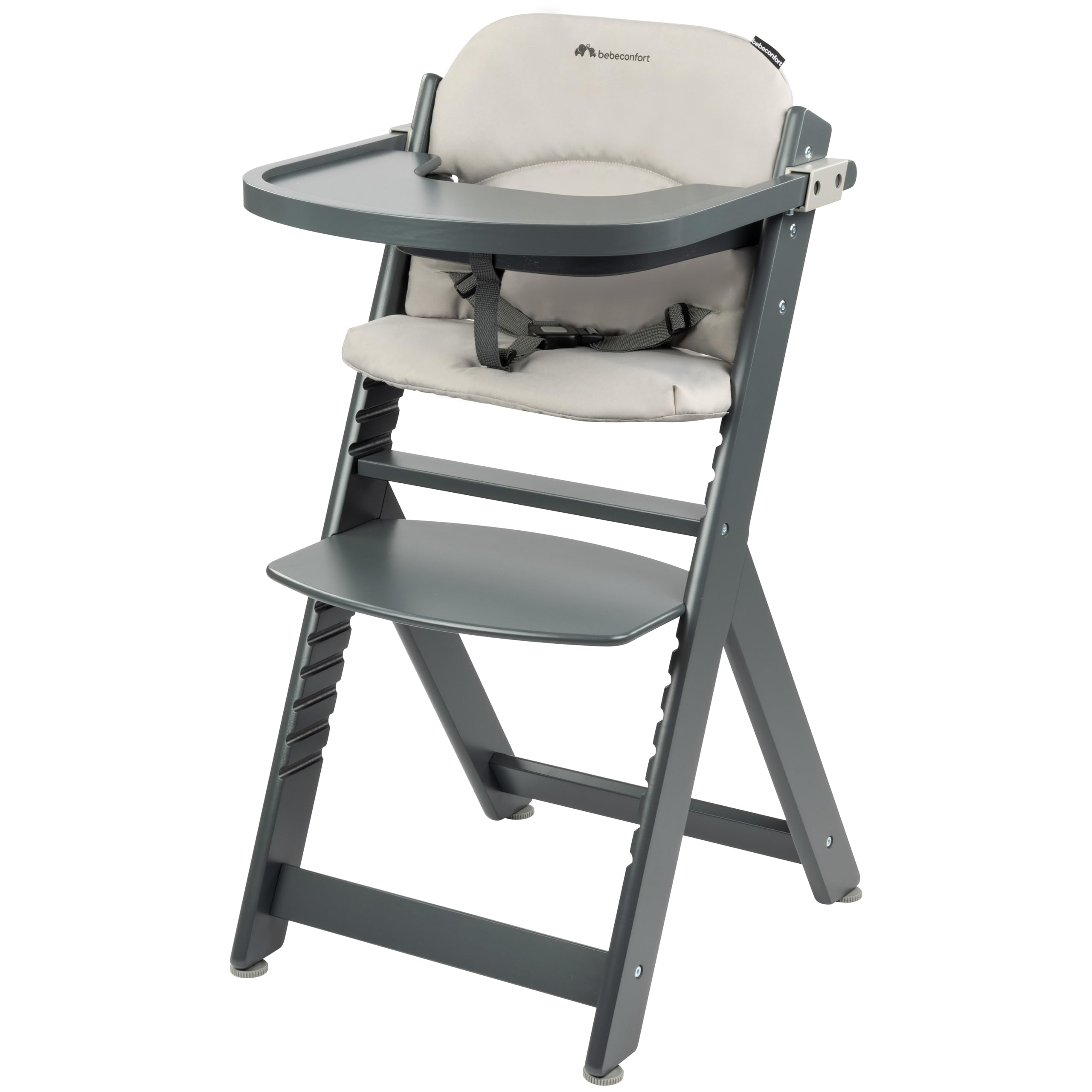 Bebeconfort Timba Evolutive Wooden High Chair, 6 Months-99 Years, Up to 110 kg, Baby High Chair, Removable Tray, Adjustable Seat & Footrest, 3-point Safety Harness, Fits Timba Baby, Natural Wood