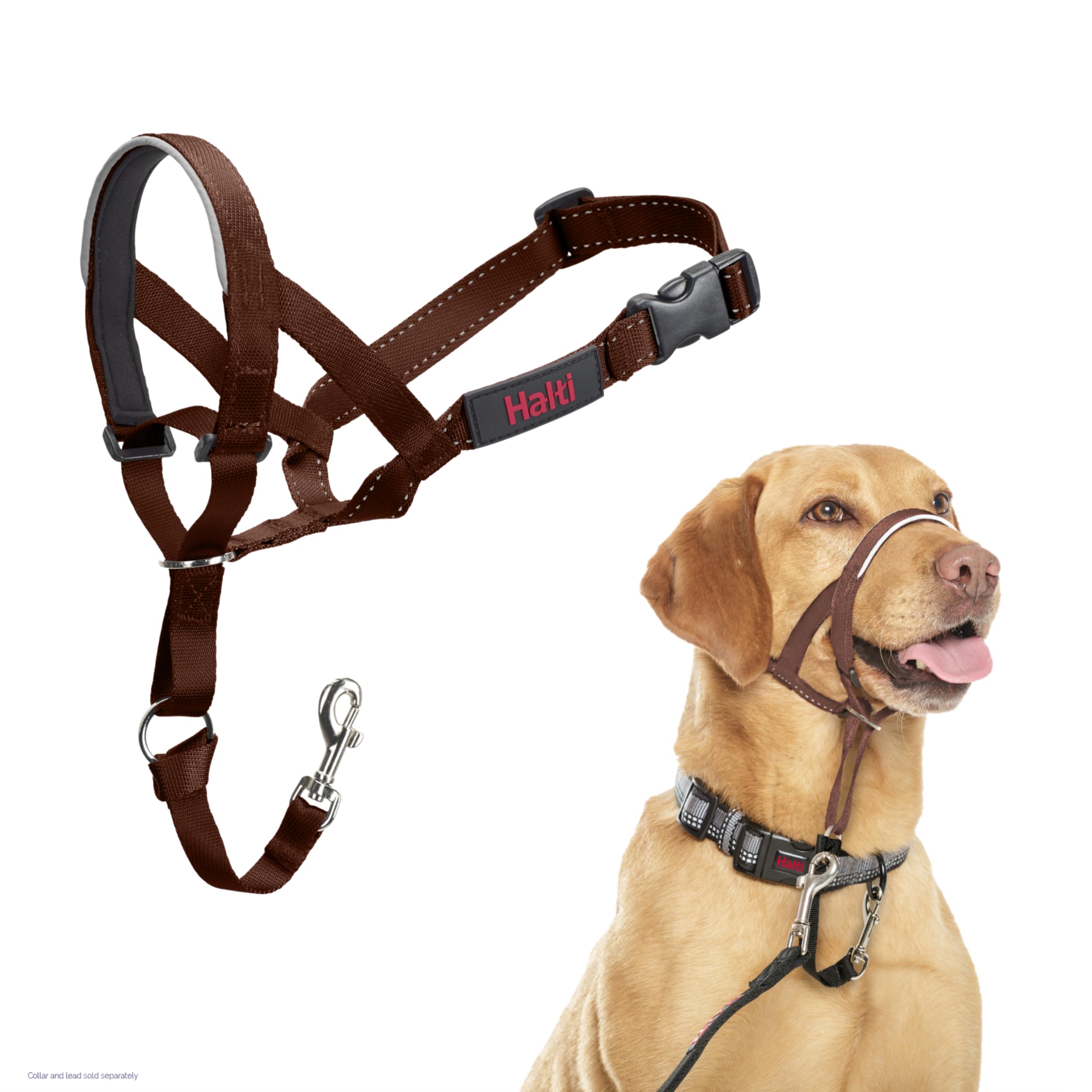 HALTI Headcollar - To Stop Your Dog Pulling on the Leash. Adjustable, Reflective and Lightweight, with Padded Nose Band. Dog Training Anti-Pull Collar for Large Dogs (Size 5, Black)