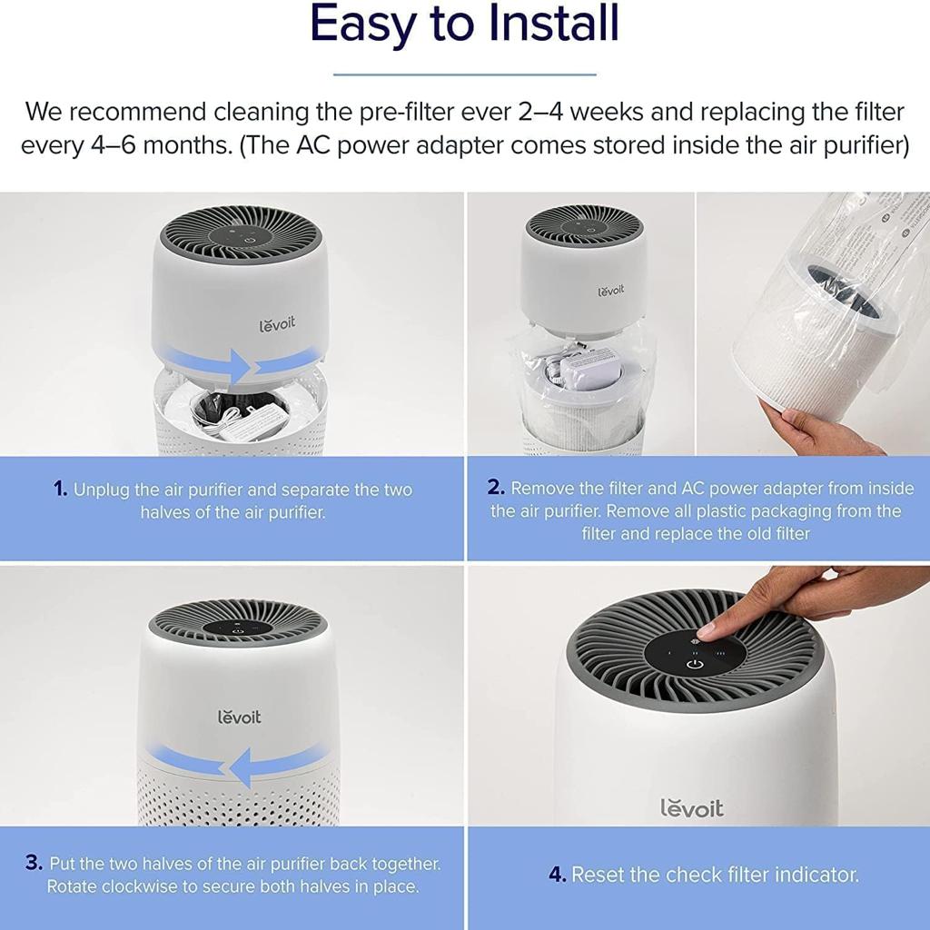 LEVOIT Air Purifier for Bedroom Home, Quiet HEPA Filter Cleaner with Fragrance Sponge & 3 Speed for Better Sleep, Air Frenshener, Allergies, Dust, Pet Dander, Odour, Smoke, Office, Desktop, Core Mini