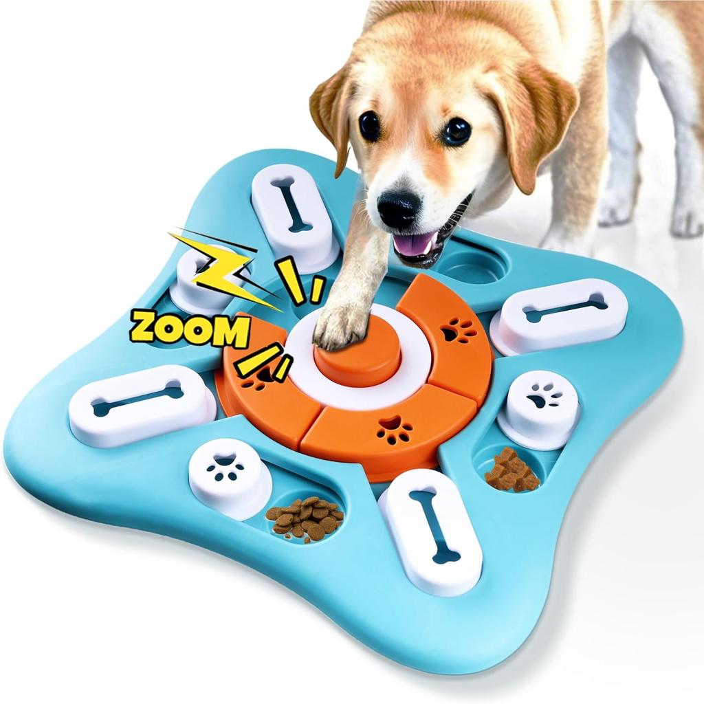 YETEE Interactive Dog Puzzle Feeder, Treat Dispenser Dog Puzzle Toys with Squeaker & Non-Slip, Slow Feeder Bowl for Mental Enrichment, IQ Training & Anxiety Relief (Style 1)