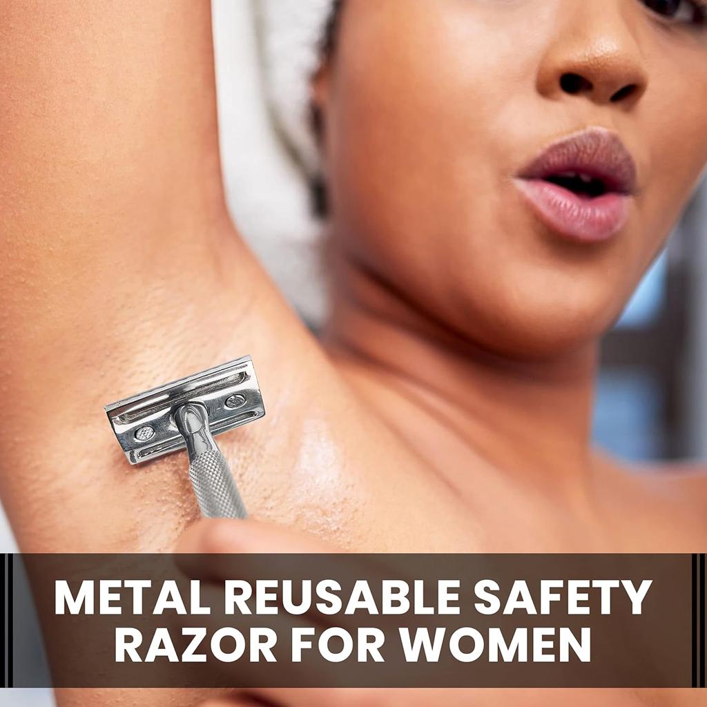 ASIPRO Double Edge Safety Razor for Men Women +10 Double Edge Safety Razor Blades Reusable Metal Razor Double Edge Razor Safety Razor Kit Single Blade Razors for Women & Men Gift Stainless Steel Razor