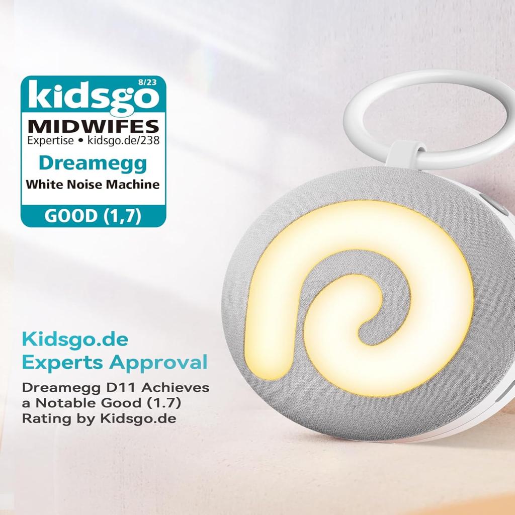 Dreamegg White Noise Machine, D11 Portable Sound Machine with Night Light for Baby Kids Adults, 11 Soothing Sounds Therapy for Sleeping Nursery Travel, USB Rechargeable Continuous or Timer Baby Gift