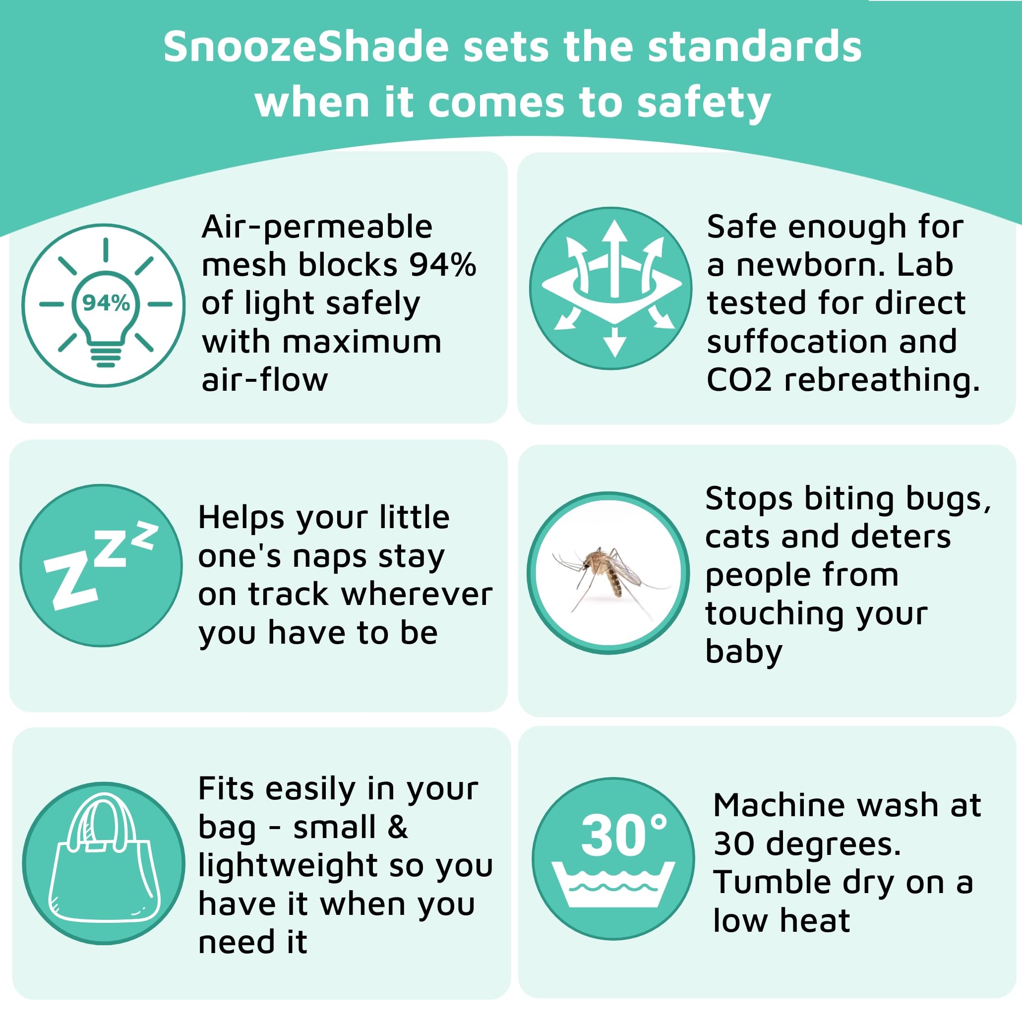 SnoozeShade Plus Extra Stroller Sun Shade & Mosquito Net – Breathable Mesh with Peek‑a‑Boo Window – Universal Fit for Travel, Umbrella & Jogging Strollers – Blocks 99% UV