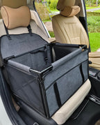 GoBuyer Waterproof Pet Dog Car Seat Booster Carrier Box and Basket with Seat Belt Harness Restraint for Puppy Cat Travel (Black, Standard 40x40cm)
