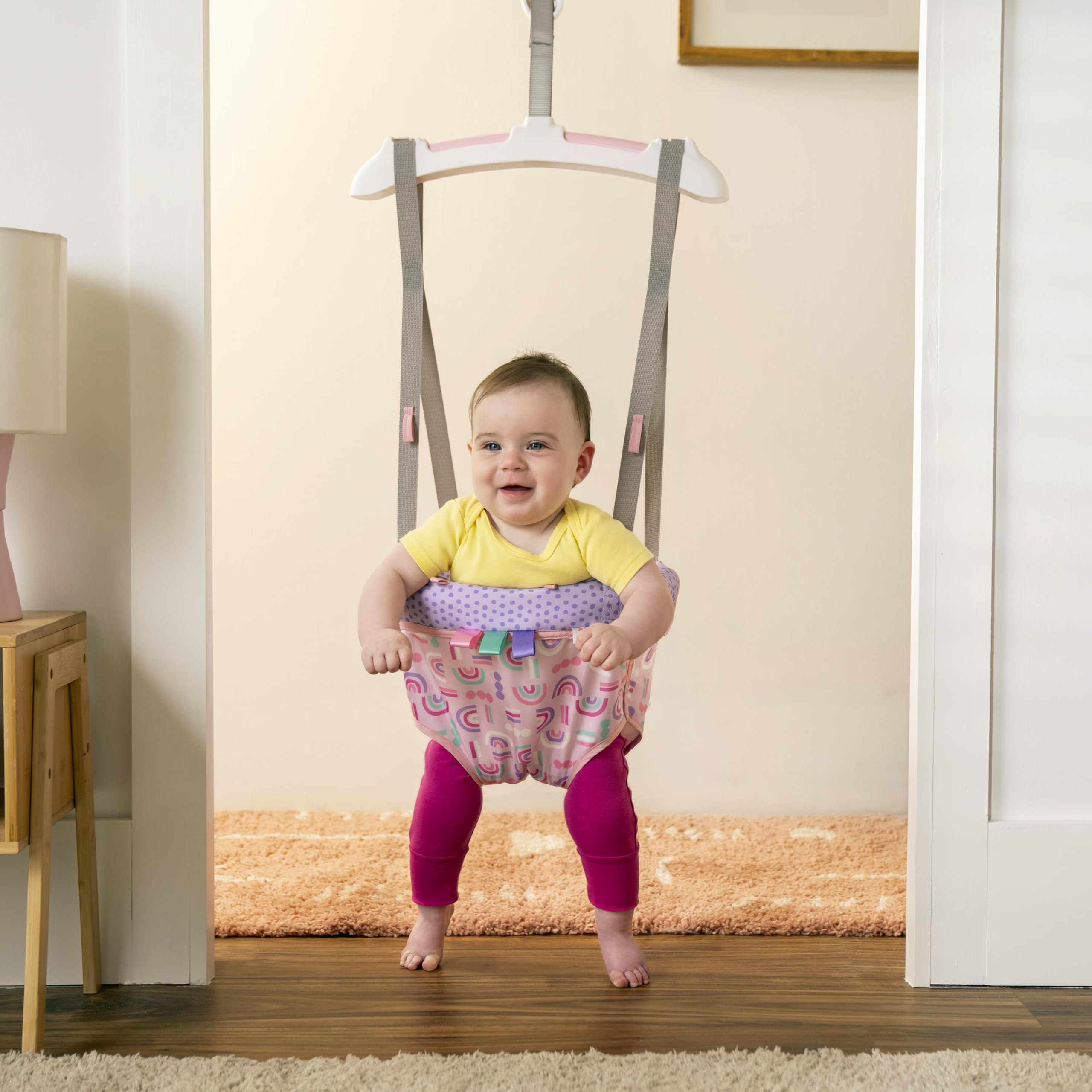 Bright Starts Playful Parade Door Jumper for Baby with Adjustable Strap, 6 Months and Up, Max Weight 26 lbs