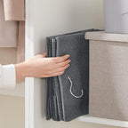 SONGMICS Hanging Organizer, Closet Organizer, Hanging Shelf, Hanging Storage, Foldable and Space-Saving, Metal Hooks and Bamboo Inserts, Linen-Like Texture, Gray RYCH06G
