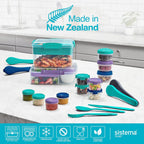 Sistema Bento Box TO GO | Lunch Box with Yoghurt/Fruit Jar | 1.65 Litre | BPA Free | Aqua Green