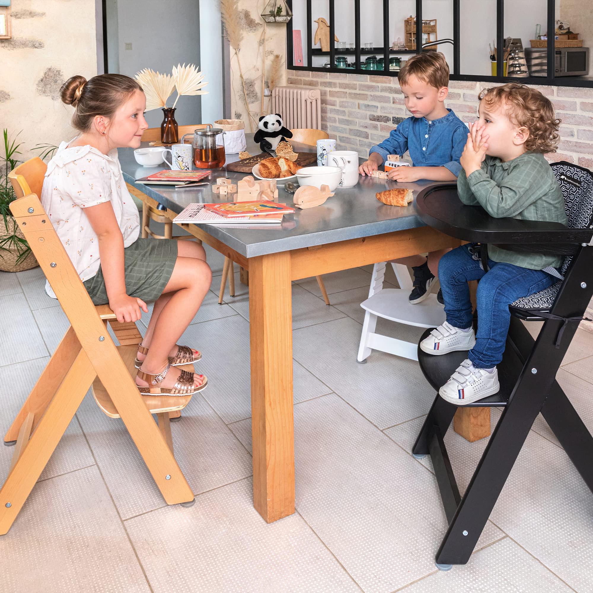 Bebeconfort Timba Evolutive Wooden High Chair, 6 Months-99 Years, Up to 110 kg, Baby High Chair, Removable Tray, Adjustable Seat & Footrest, 3-point Safety Harness, Fits Timba Baby, Natural Wood
