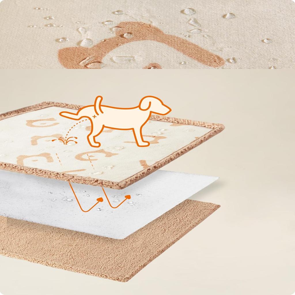 Feandrea Waterproof Dog Blanket, Sherpa Fleece Pet Blanket for Small and Medium Dogs, Cats, 127 x 101 cm, L, Machine Washable, Reversible Dog Couch Cover Protector, Beige PPB050K01