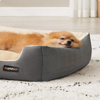 Feandrea Dog Bed Large Washable, Soft Cosy Grey Dog Sofa Bed Puppy Bed for Medium Large Dogs, Removable Reversible Cushion Dog Beds Pet Bed, 85 x 65 x 21 cm, Dark Grey PGW004G01
