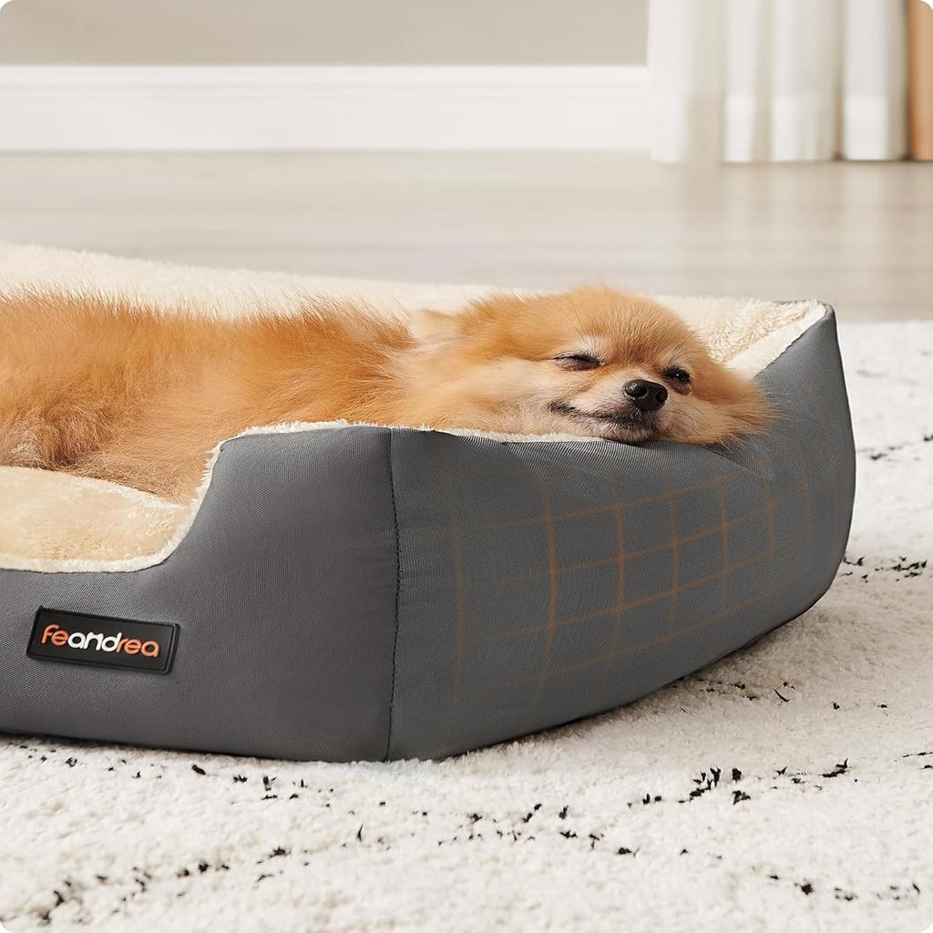 Feandrea Dog Bed Large Washable, Soft Cosy Grey Dog Sofa Bed Puppy Bed for Medium Large Dogs, Removable Reversible Cushion Dog Beds Pet Bed, 85 x 65 x 21 cm, Dark Grey PGW004G01