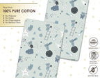 2x Chico, Next to Me Compatible Crib Fitted Sheets (85 x 51 cm) - 100% Cotton, Soft & Comfy, Antiallergic & Breathable (Grey Teddy & Moon, 85 x 51 cm)