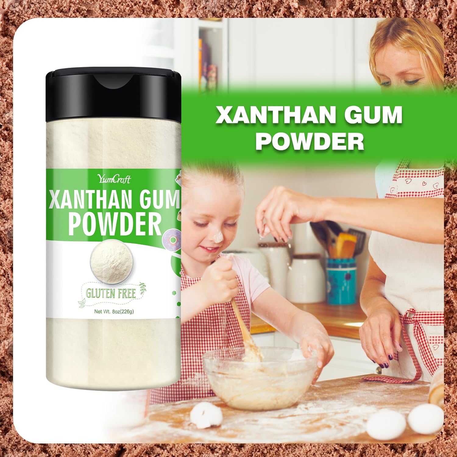 Xanthan Gum Powder, 226 g, Natural Xanthan Gum Powder, Suitable for Thickening and Stabilising Ice, Soup and Sauce, Vegan, Gluten-Free and Non-Gvo Food