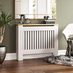 Vida Designs Arlington Radiator Cover White Modern Painted MDF Cabinet, Slats, Grill, Wood Top Shelf, Medium (H: 83.3 / W: 111 / D: 19 cm)
