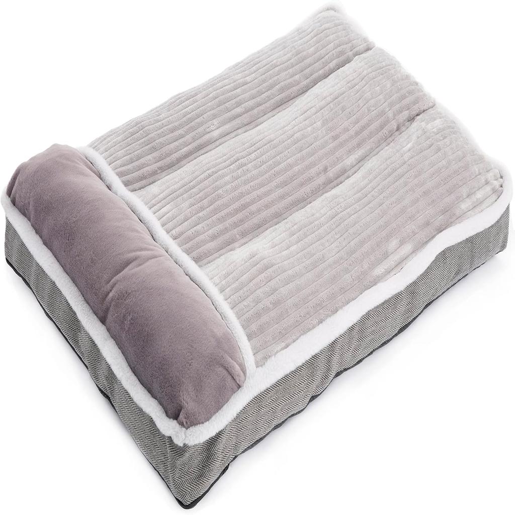 WINDRACING Dog Bed for Medium Dogs, Dog Mattress with Pillow for Crate Kennel, Sofa Dog Bed, Super Soft pet Bed for Large, Small Dogs Breeds,pet Bed