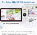 VTech VM818HD Baby Monitor with Camera,HD No-Glare Night Vision,Video Baby Monitor with 5'' 720p HD Display,Night Light,110°Wide-Angle View,True-Colour Day Vision 300m Range,2-Way Talk White