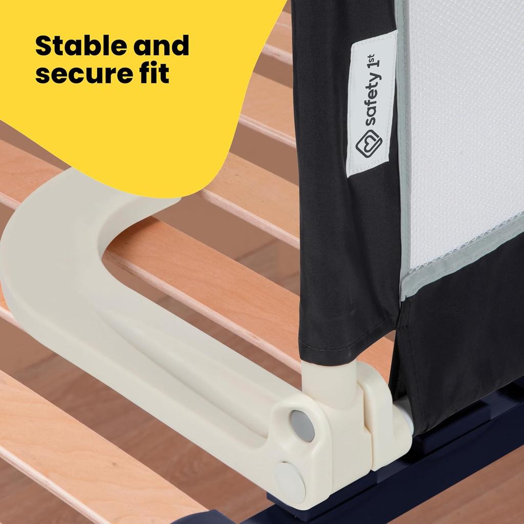 Safety 1st Portable Bed Rail, 106 x 42cm,Foldable Bed Guard for Toddler Bed, 18 Months – 5 Years, Portable Travel Bed Guard, Mesh Fabric, Easy to Install, Automatic Lock, Easy to Transport, Dark Grey