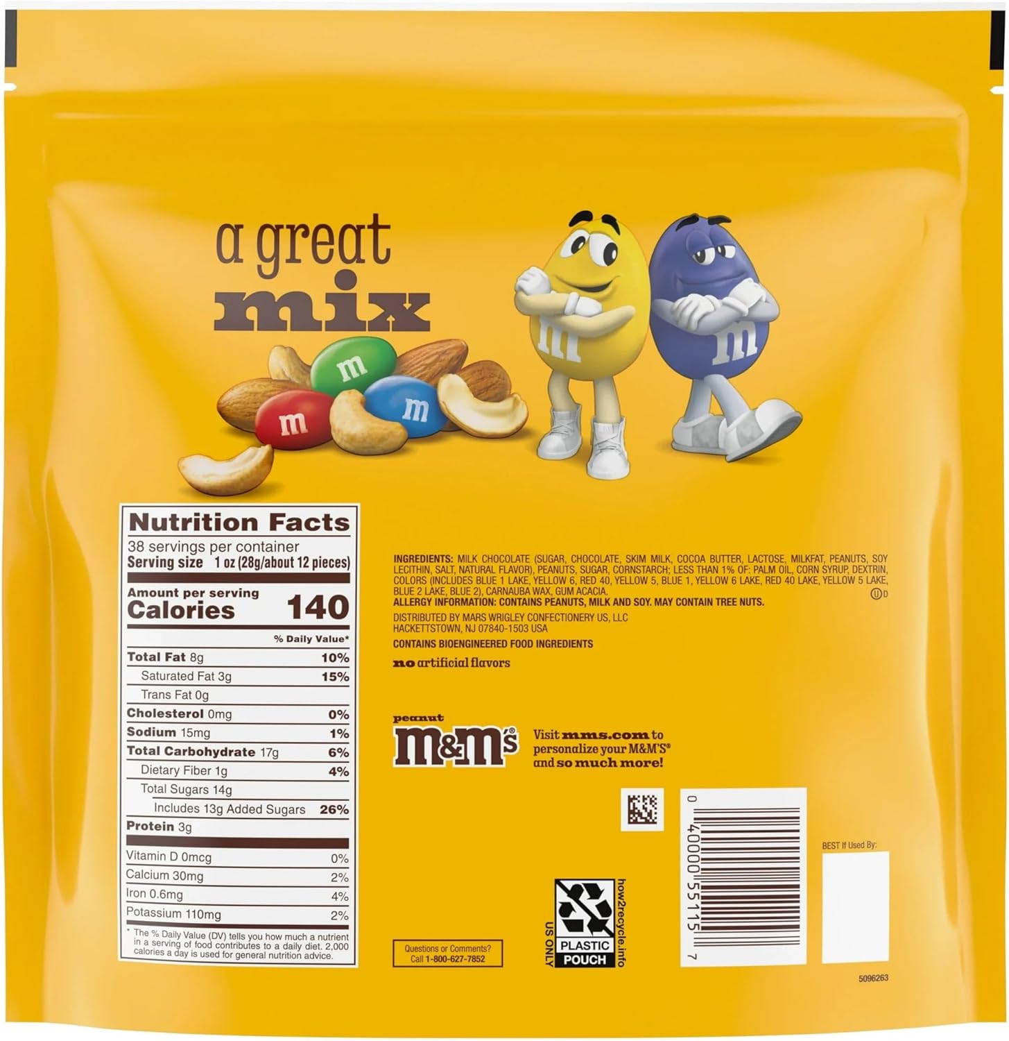 M&M'S, Chocolate Peanuts 800g Pack May Vary