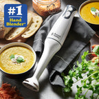 Russell Hobbs Food Collection Electric Hand Blender, 2 Speeds and Pulse Technology, Detachable blending leg for easy cleaning, Stainless steel blades, 200W, 22241, White