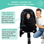 SnoozeShade Plus Extra Stroller Sun Shade & Mosquito Net – Breathable Mesh with Peek‑a‑Boo Window – Universal Fit for Travel, Umbrella & Jogging Strollers – Blocks 99% UV