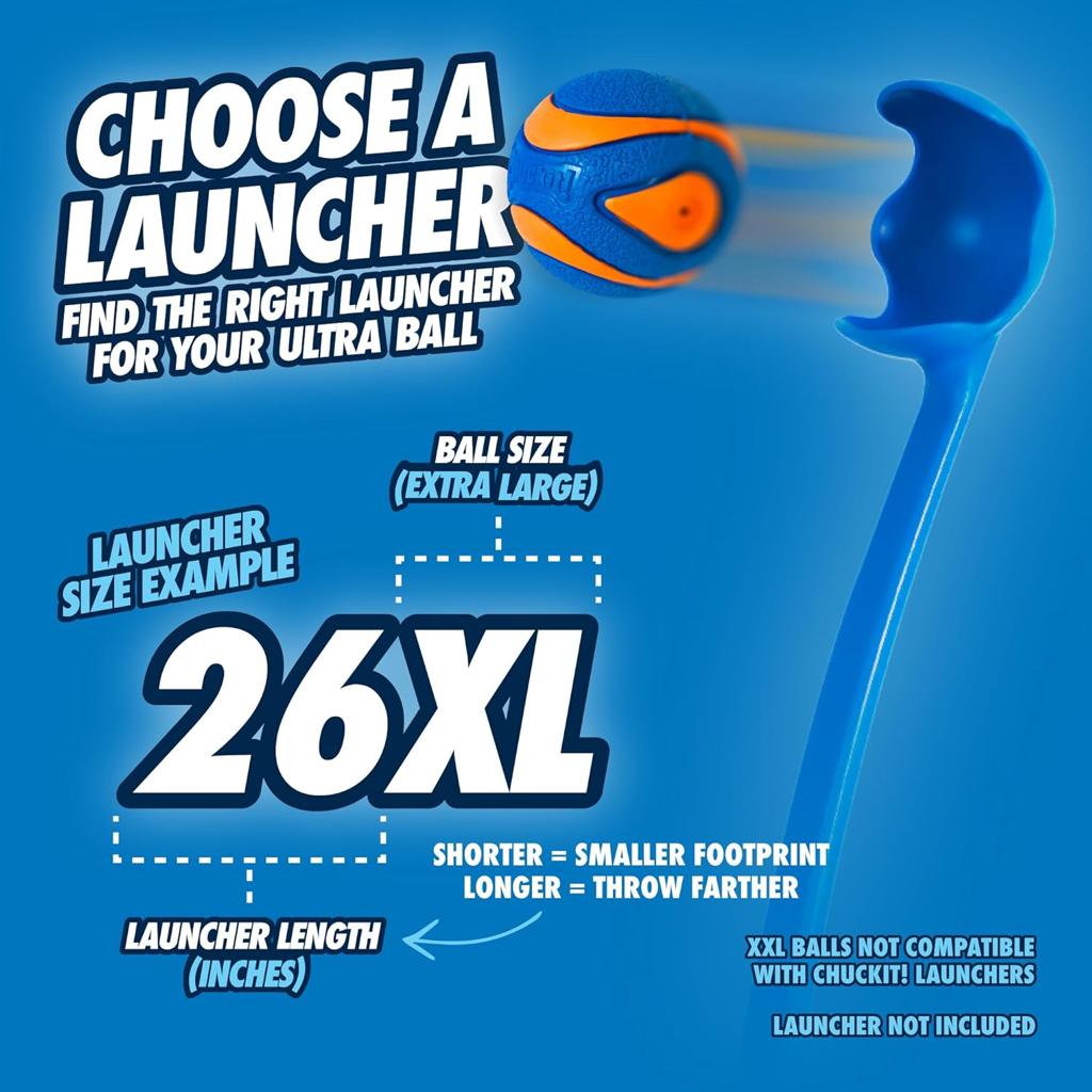 ChuckIt! Ultra Squeaker Ball Dog Toy, Durable High Bounce Floating Rubber Squeaky Dog Ball, Launcher Compatible Toy For Dogs, 1 Pack, X-Large