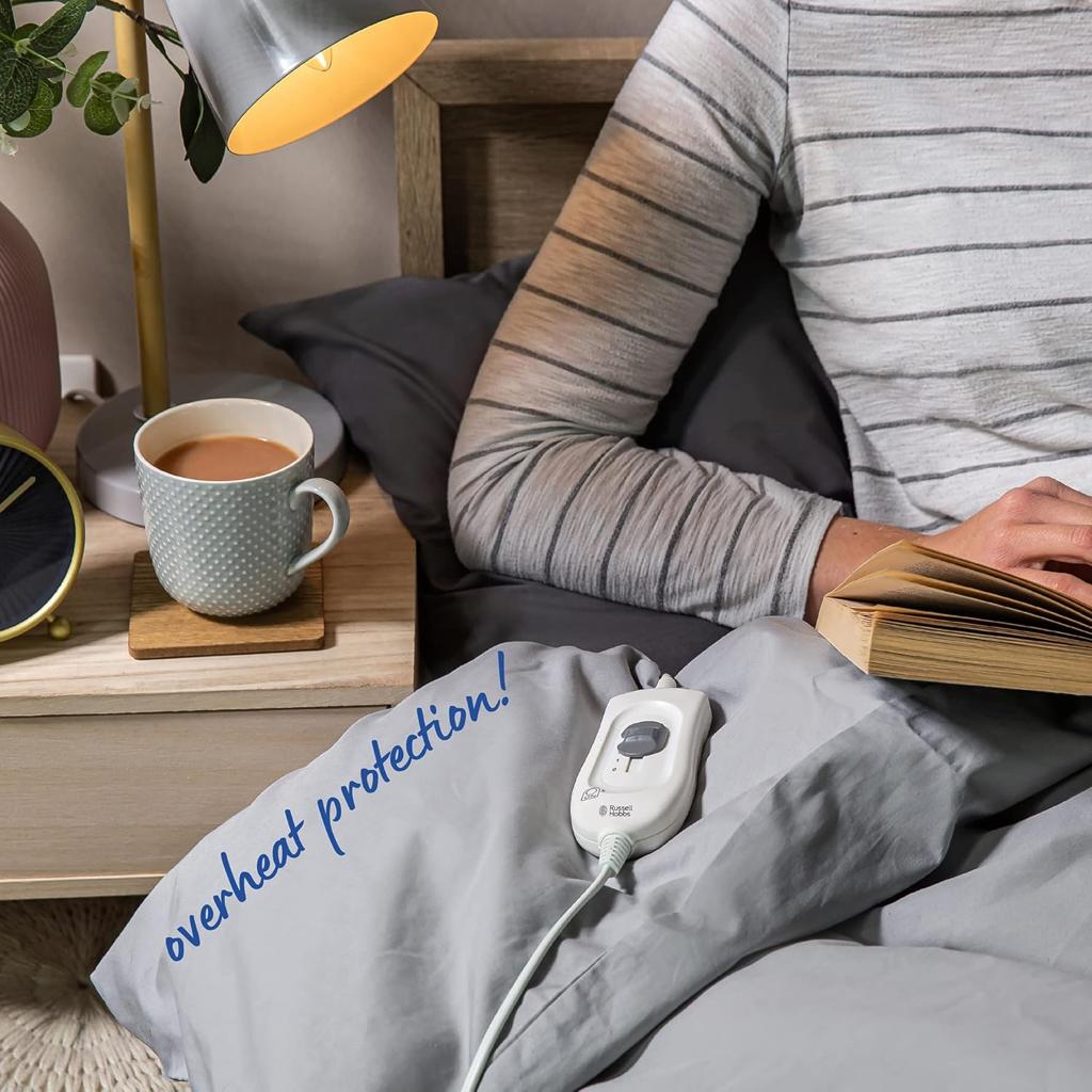 Russell Hobbs Electric Blanket, Heated Single Fitted Underblanket, 3 Heat Settings, Low Energy & Energy Efficient, Machine Washable, 70 X 150 cm, 60W, White, RHESB6001, 2 Year Guarantee