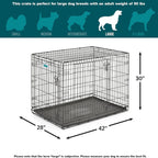 MidWest Homes for Pets Newly Enhanced Double Door iCrate 106.68 cm (42-Inch) Long Dog Crate, Includes Leak-Proof Pan, Floor Protecting Feet, Divider Panel & New Patented Features, Black, Model 1542DDU