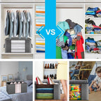 Maigacy Clothes Storage Bag 4Pack 90L Large Capacity Solution Organizer For Clothes, Duvets, Comforters, Blankets, Bedding With Zip And Clear Window Reinforced Handle Thick Breathable Fabric