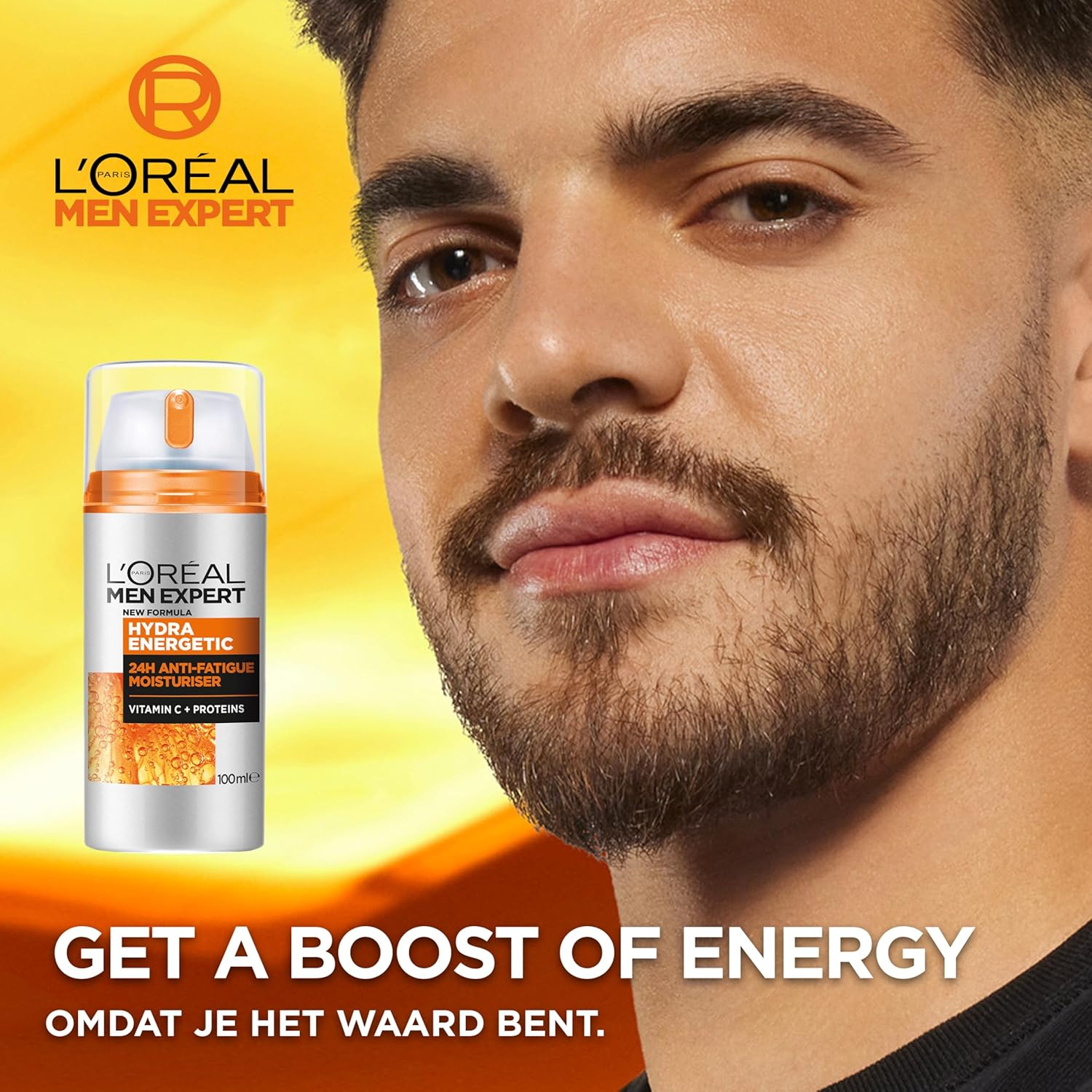 L'Oreal Men Expert Anti-Fatigue Moisturiser, Hydra Energetic Men's Moisturiser With Vitamin C*, Helps Fight Of Appearance of Dark Circles And Intensively Hydrates Skin, [100ml]