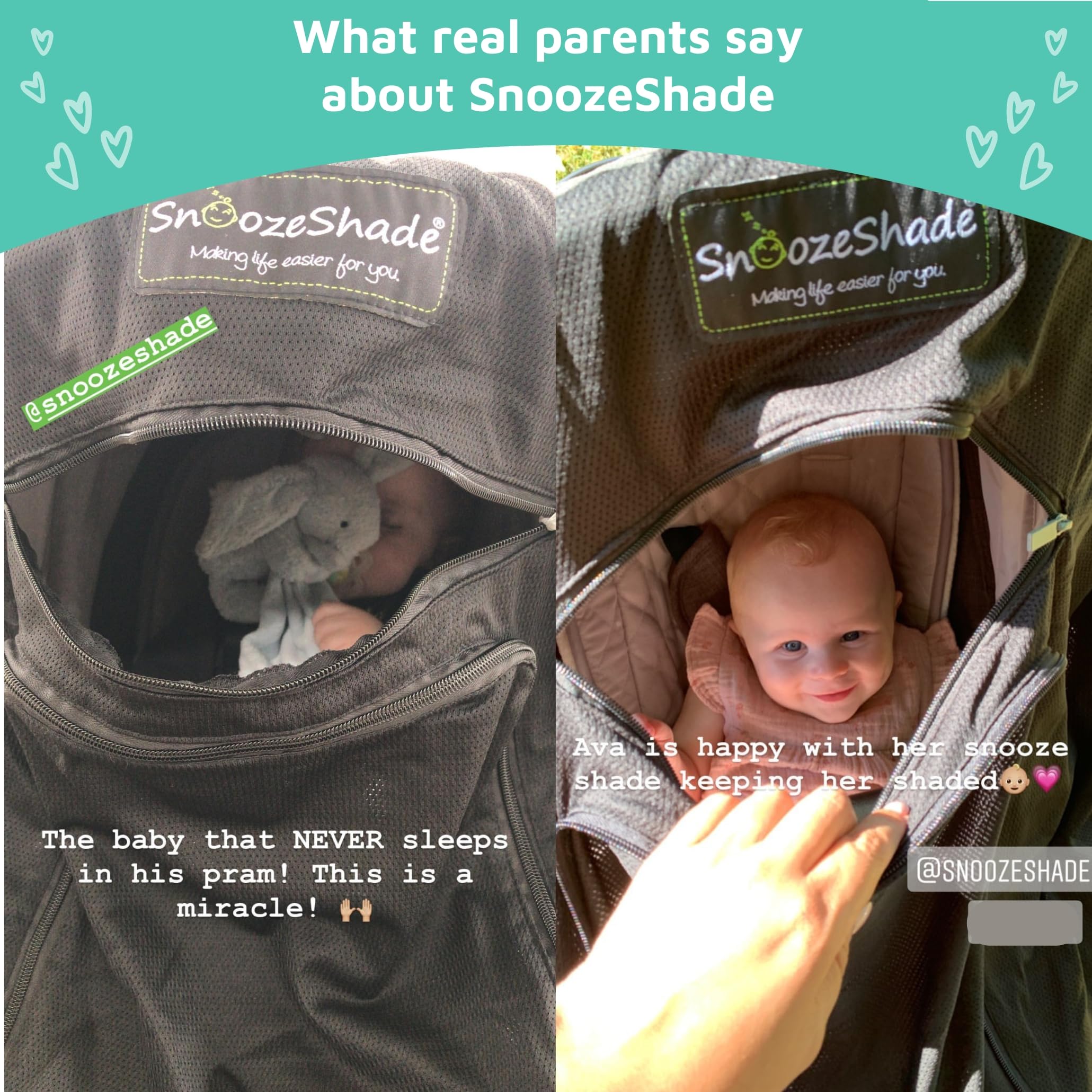 SnoozeShade Plus Extra Stroller Sun Shade & Mosquito Net – Breathable Mesh with Peek‑a‑Boo Window – Universal Fit for Travel, Umbrella & Jogging Strollers – Blocks 99% UV