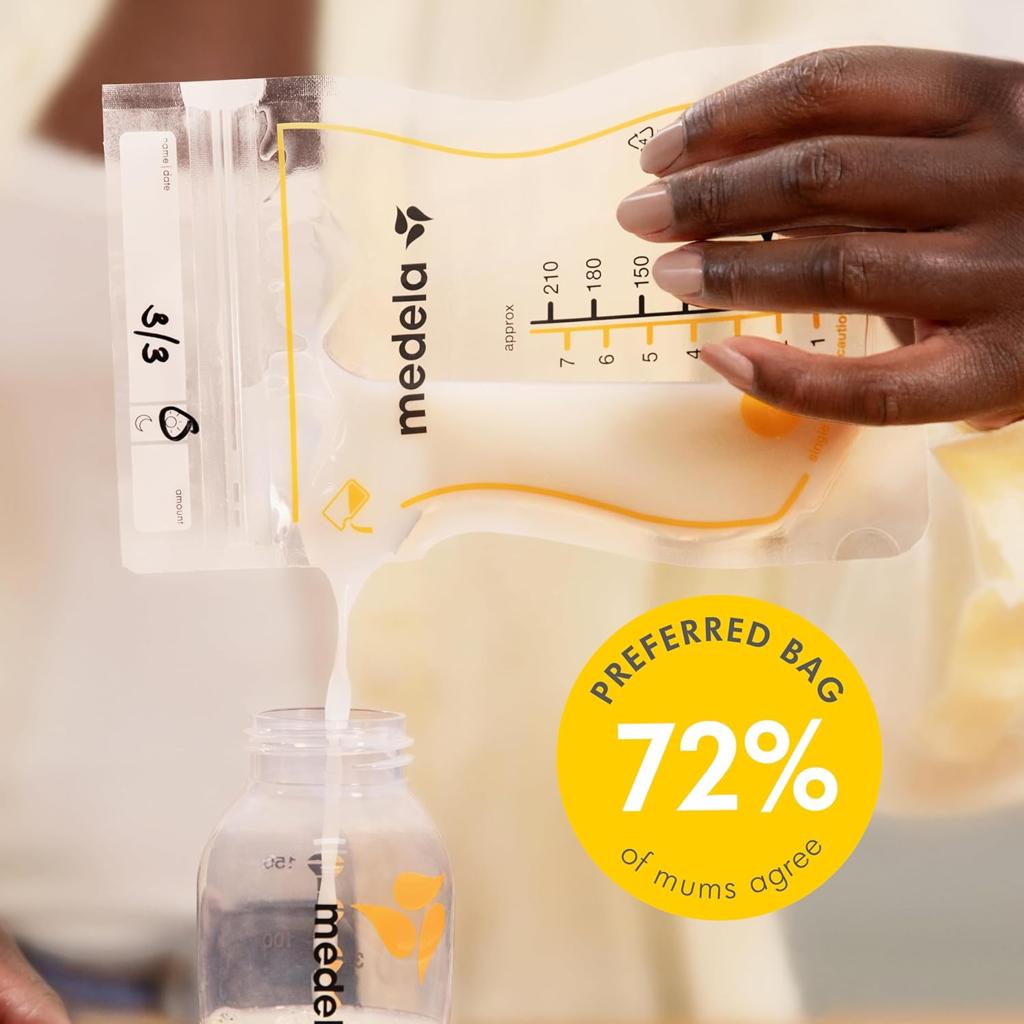 Medela Easy Pour Disposable Breast Milk Storage Bags, 210ml Capacity, Leak Proof Design with Milk Protection, BPA Free, Pack of 50