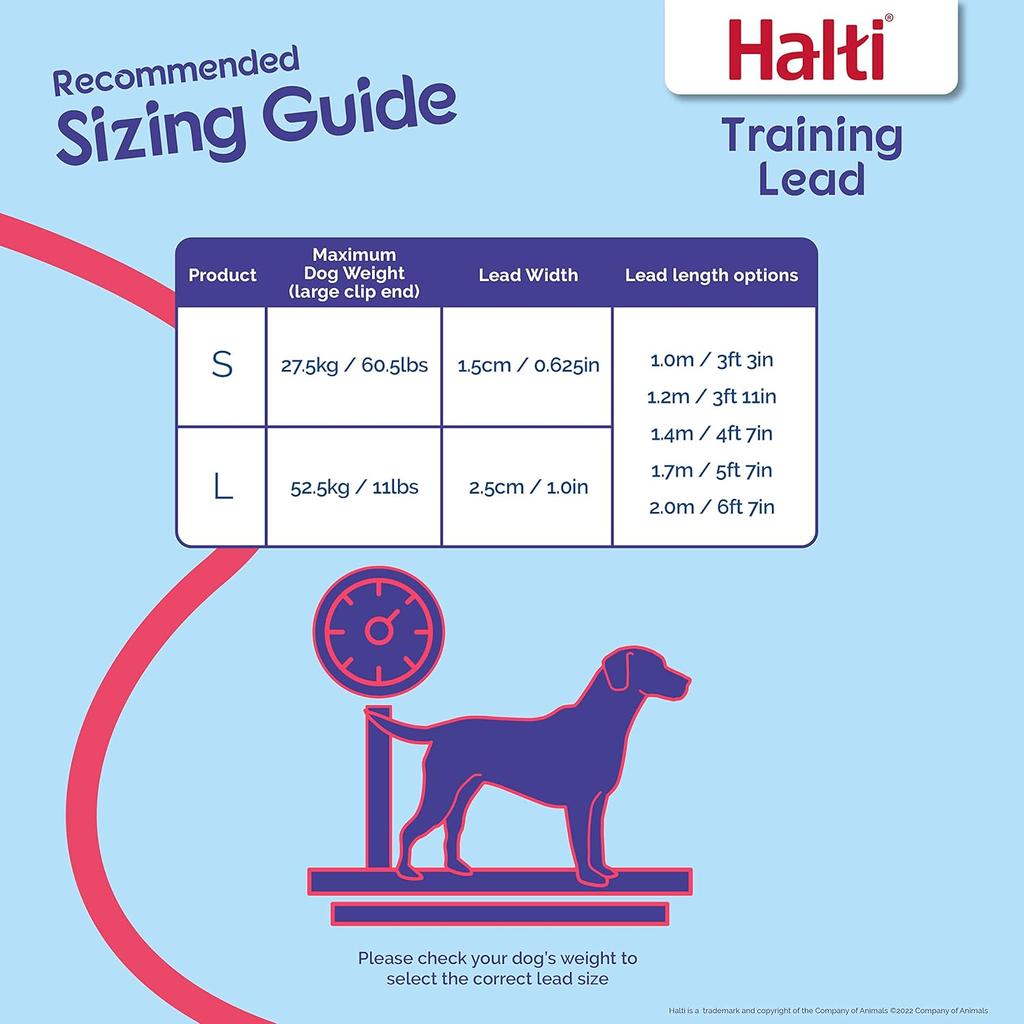 Company of Animals HALTI Training Lead Size Large Black, 2m, Professional Dog Lead to Stop Pulling on the Lead, Perfect for Puppy Walks, Easy to Use Double-Ended Dog Leash, Lightweight Soft & Durable