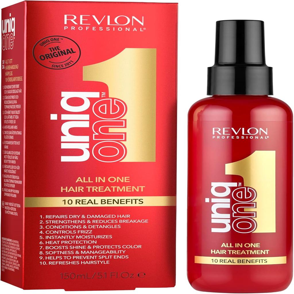 Revlon Professional UniqOne 10 in 1 Hair Mask Spray - Heat Protector for Hair - Rinse-Free Hair Care - Vegan Formula Hair Spray - All Hair Types - 150ml