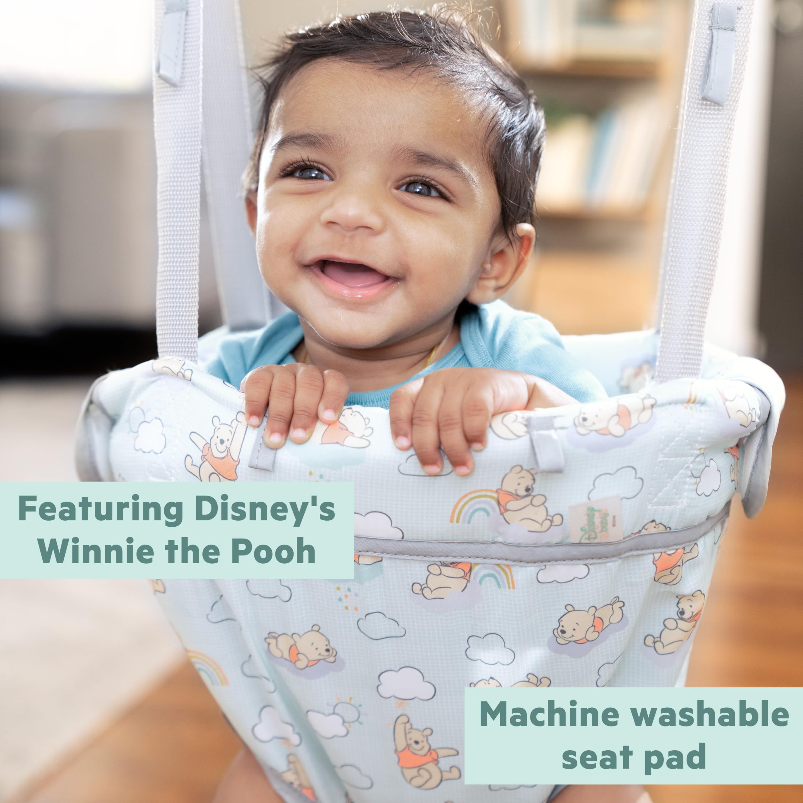 Bright Starts Playful Parade Door Jumper for Baby with Adjustable Strap, 6 Months and Up, Max Weight 26 lbs