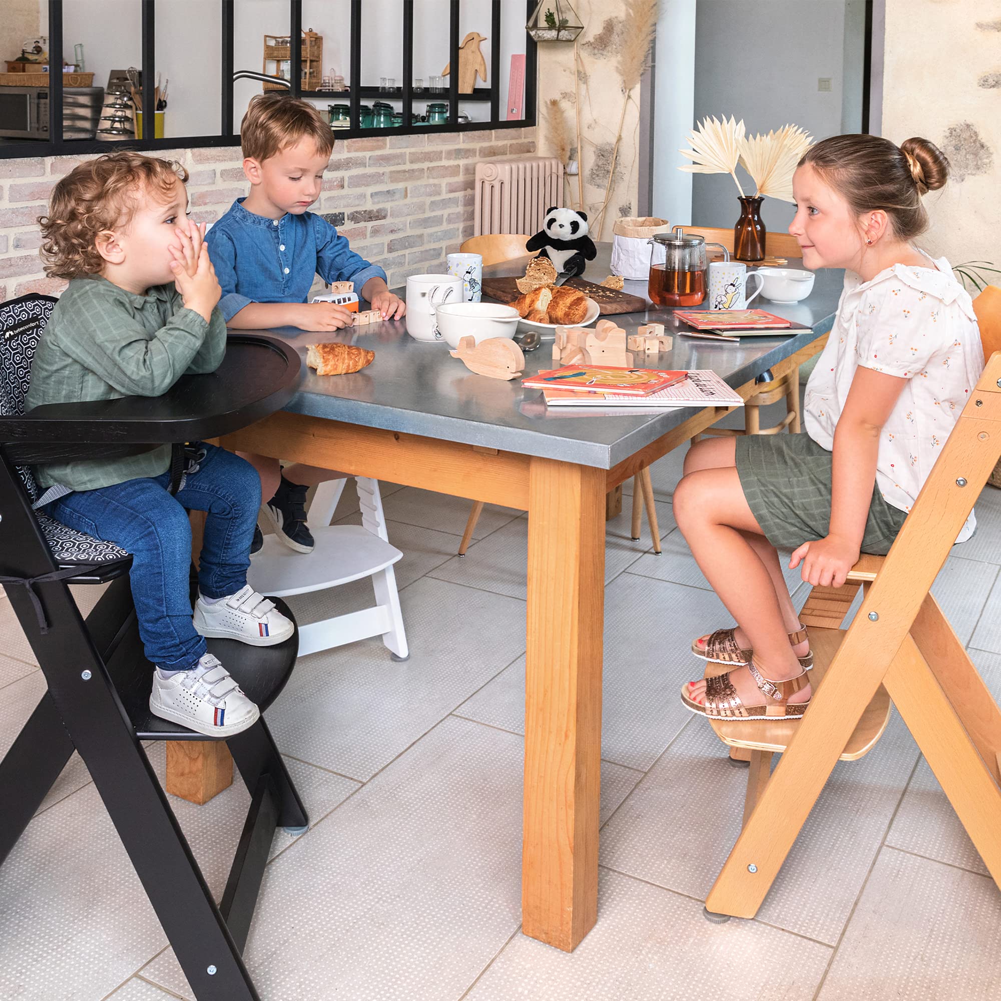 Bebeconfort Timba Evolutive Wooden High Chair, 6 Months-99 Years, Up to 110 kg, Baby High Chair, Removable Tray, Adjustable Seat & Footrest, 3-point Safety Harness, Fits Timba Baby, Natural Wood