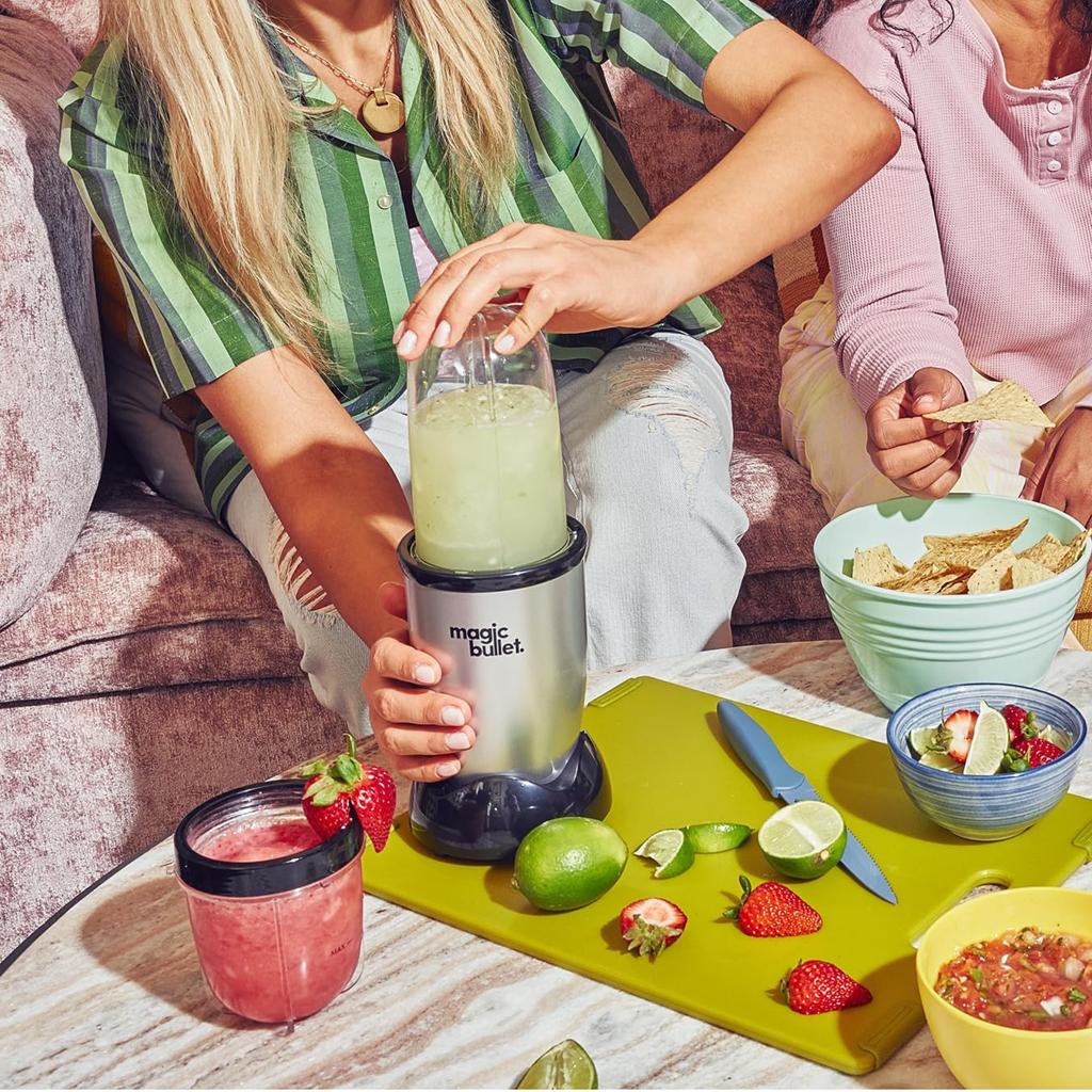 nutribullet magic bullet Starter Kit - All-in-one Food Processor & Blender - 10,000 RPM Speed - 4 Piece Kit with High Torque Power Base, Tall Cup & Flip Top Lid & Cross Blade - For Meal Prep