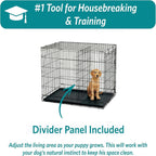 MidWest Homes for Pets Newly Enhanced Double Door iCrate 106.68 cm (42-Inch) Long Dog Crate, Includes Leak-Proof Pan, Floor Protecting Feet, Divider Panel & New Patented Features, Black, Model 1542DDU
