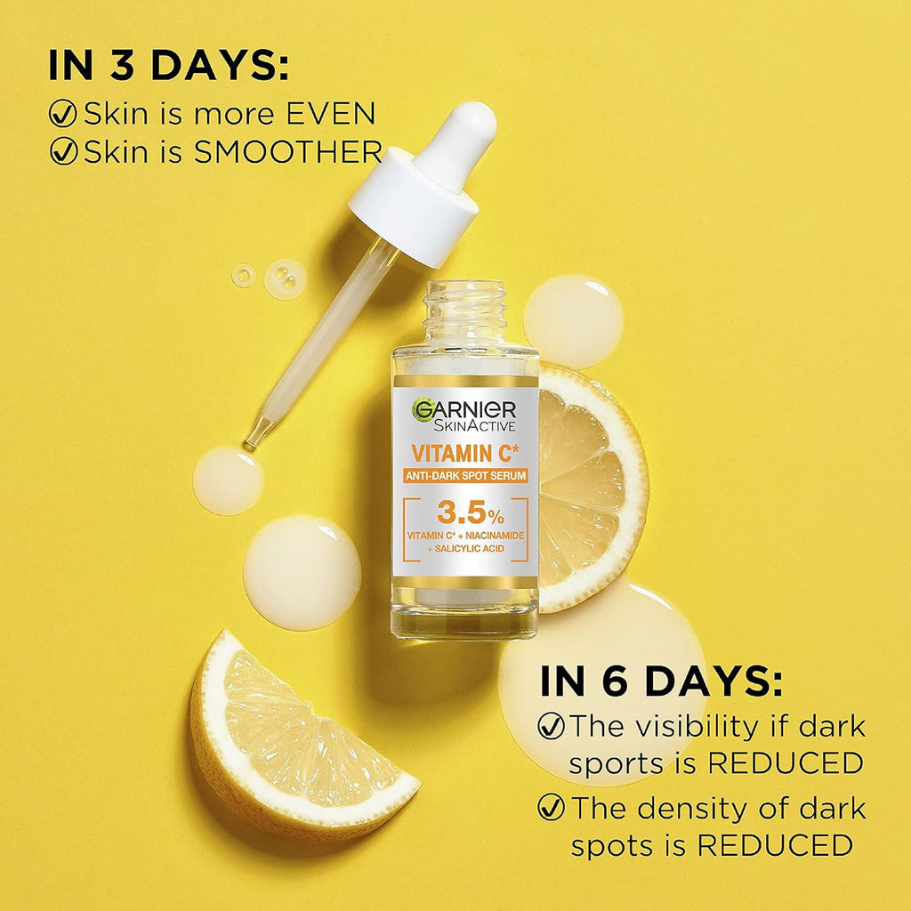 Garnier SkinActive Vitamin C Day Serum, Anti-Dark Spot and Brightening Face Serum for All Skin Types, 30 ml