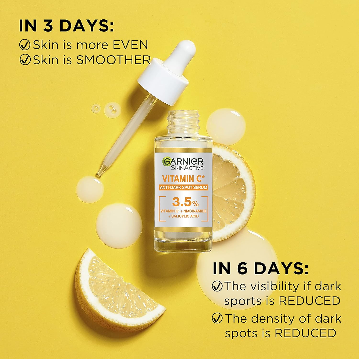 Garnier SkinActive Vitamin C Day Serum, Anti-Dark Spot and Brightening Face Serum for All Skin Types, 30 ml
