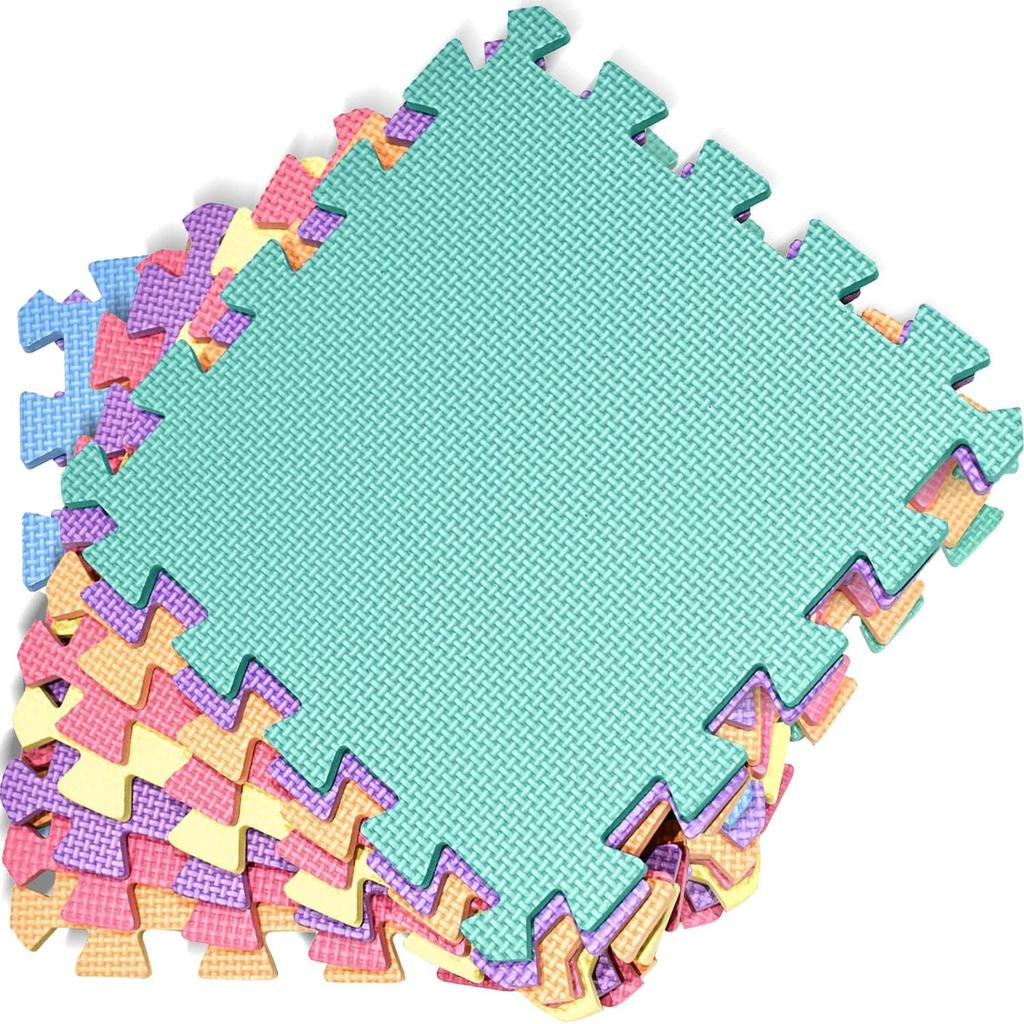 kidoola Foam Baby Play Mat (29x29cm) – Thick & Soft EVA Foam Interlocking Floor Tile Matting for Children – Large Multi Colour, Safe & Comfortable 7mm Thick Play Flooring (9pc)
