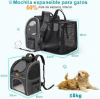 morpilot Pet Carrier Backpack, Morpilot Expandable & Foldable Cat Backpack Inner Safety Leash + Folding Dog Bowl, Waterproof and Durable Dog Backpack for Cats and Small Dogs up to 8 kg