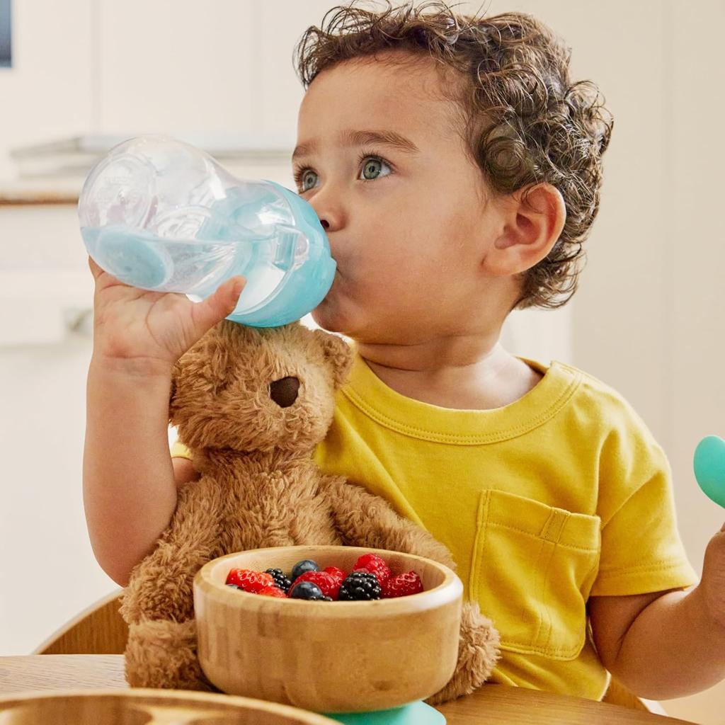 Munchkin Click Lock Tip & Sip Straw Cup Set | Baby Toddler Sippy Cups with Straw | BPA Free | Leakproof Cup | Dishwasher Safe | Baby Cup Weighted Straw | Baby Bottles -7oz/207ml | 2 Pack | Blue