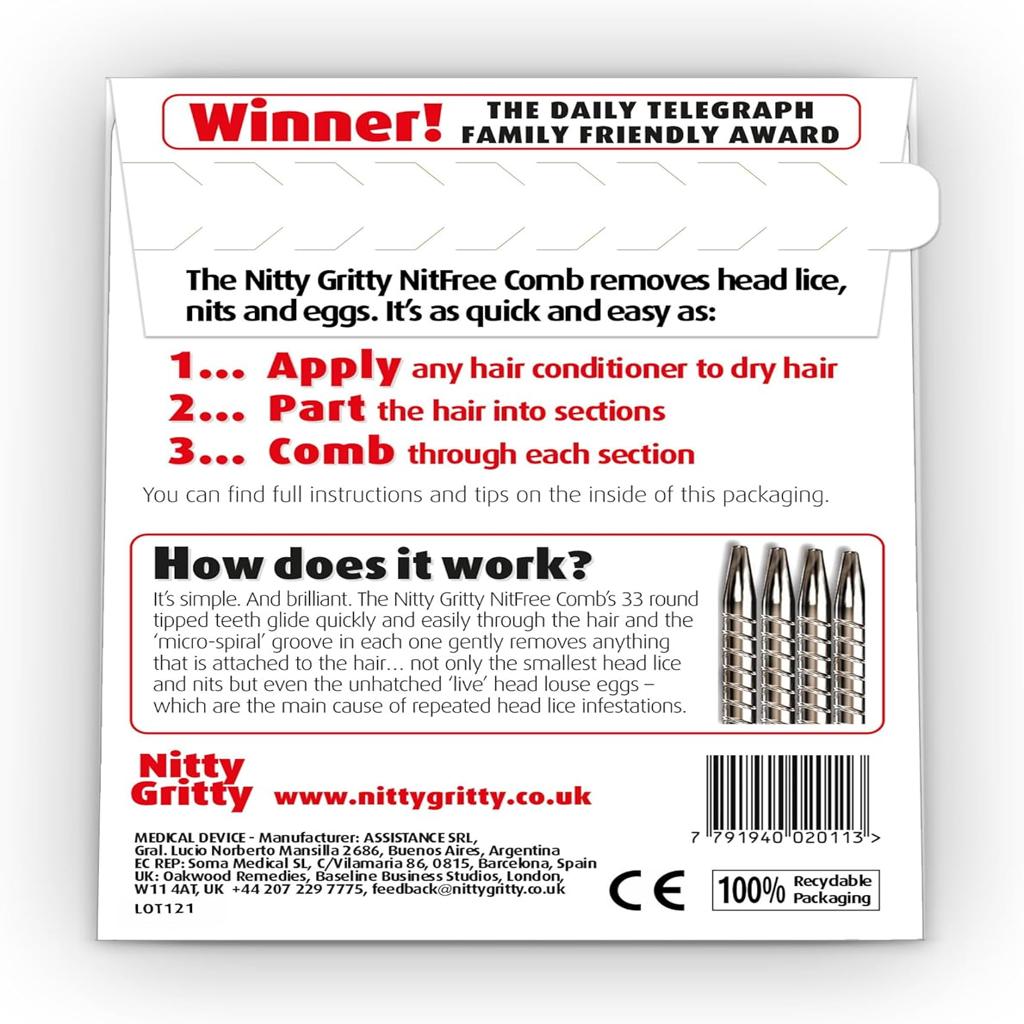 Nitty Gritty Nit Comb(Assorted Colors)