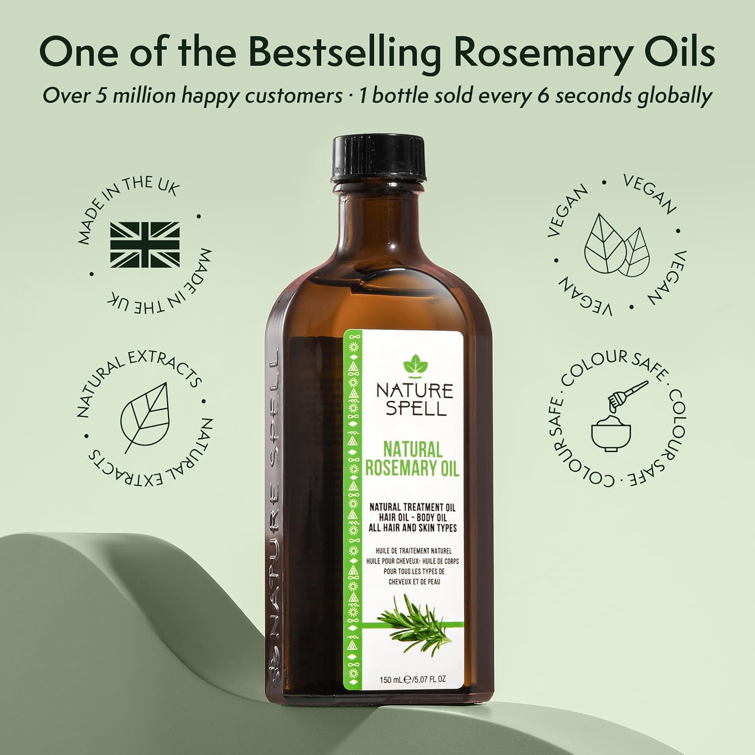 Nature Spell Rosemary Oil for Hair & Skin, Rosemary Oil for Hair Growth, Nourishes Dry, Damaged Hair, Against Hair Loss - 150ml