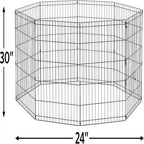 New World Folding Metal Dog Exercise Pen and Pet Playpen with No Door, Includes Grounding Stakes and Provides 1.5 Meters of Play Space, 76 cm Tall, Black E-Coated, B552-30