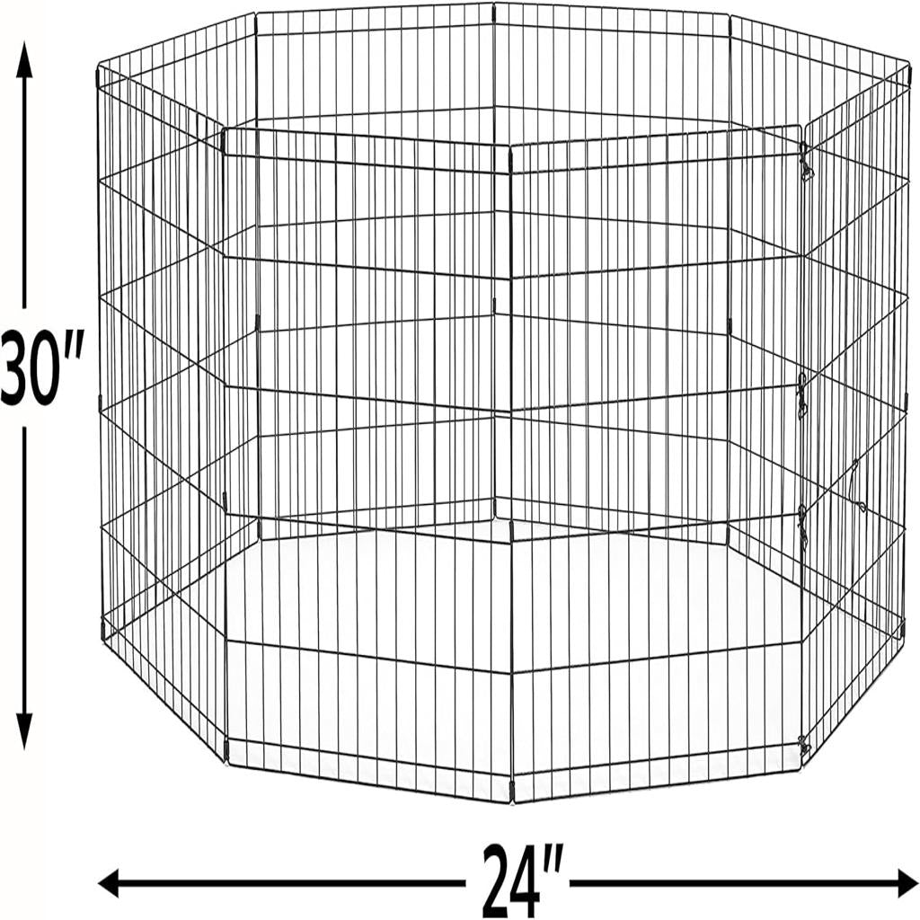 New World Folding Metal Dog Exercise Pen and Pet Playpen with No Door, Includes Grounding Stakes and Provides 1.5 Meters of Play Space, 76 cm Tall, Black E-Coated, B552-30