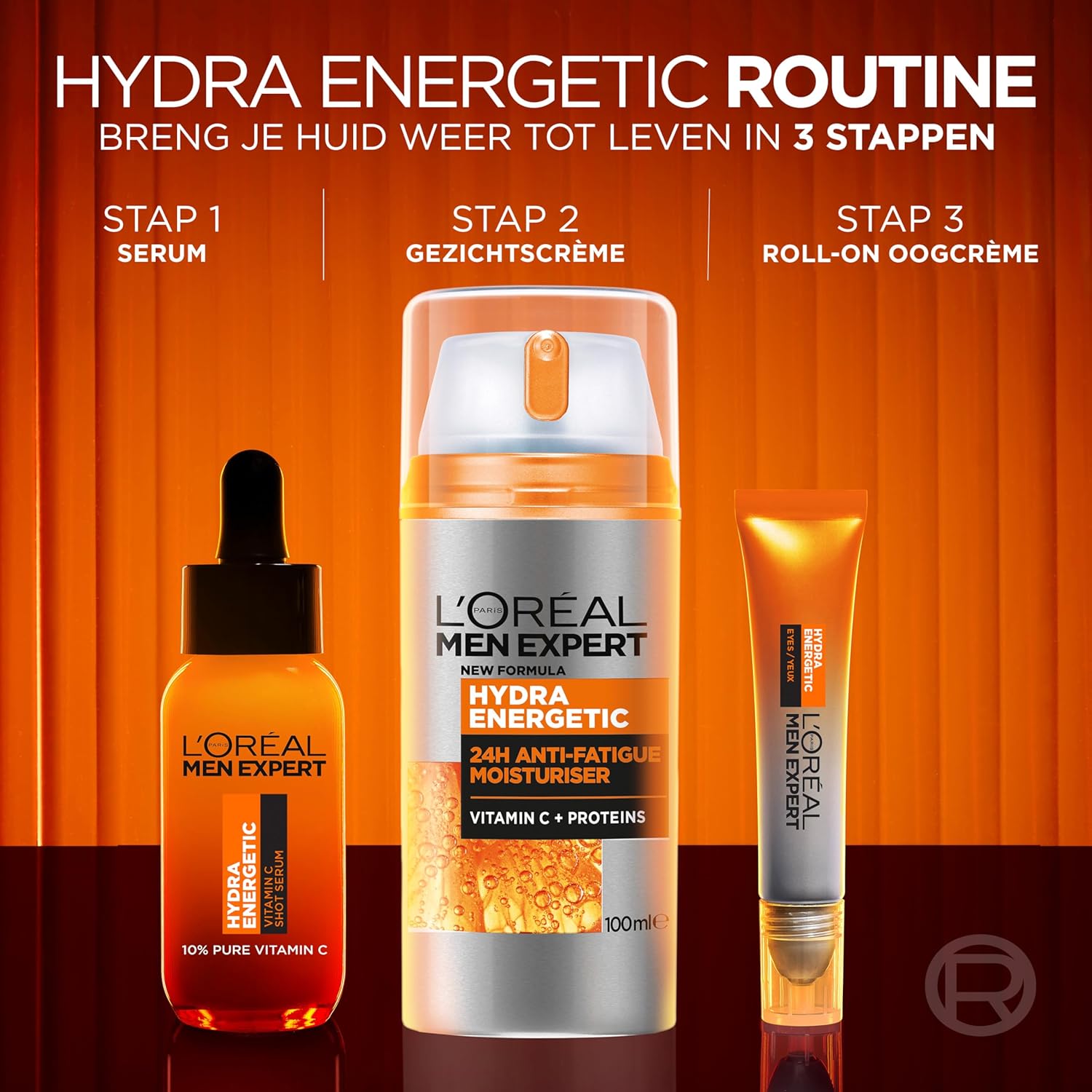 L'Oreal Men Expert Anti-Fatigue Moisturiser, Hydra Energetic Men's Moisturiser With Vitamin C*, Helps Fight Of Appearance of Dark Circles And Intensively Hydrates Skin, [100ml]