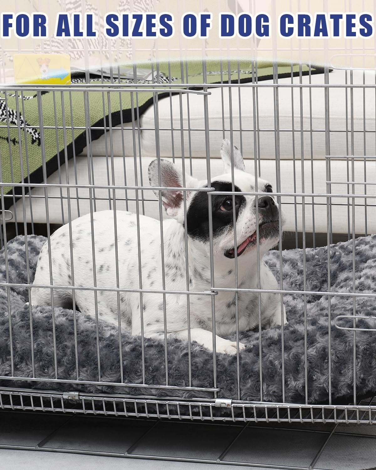 KSIIA Extra Large Dog Bed Washable, XL Calming Crate Mattress with Non Skid Bottom, Fluffy Anti Anxiety Dog Beds, Pet Pillow Cushion, Dark Grey, 105x70x9cm