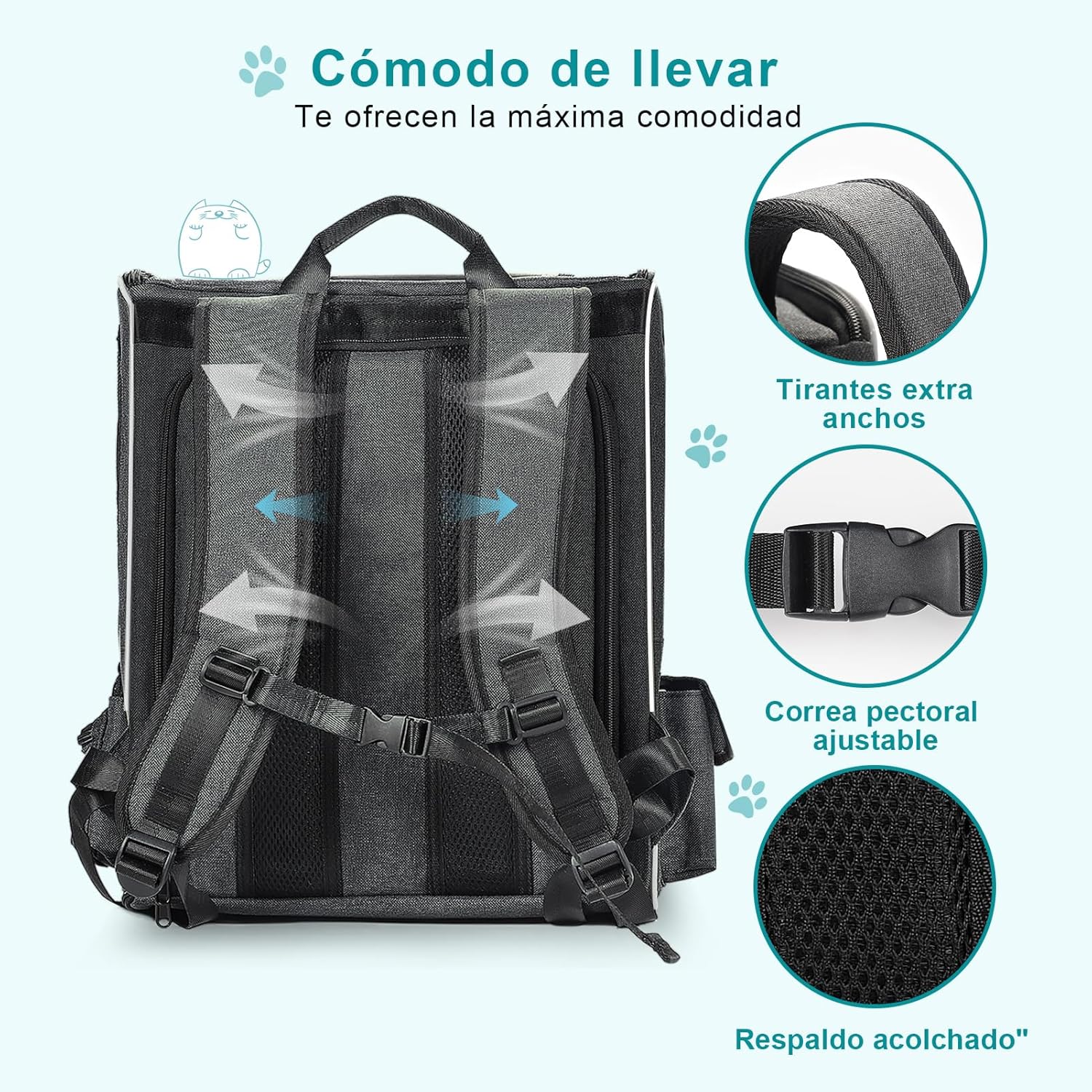 morpilot Pet Carrier Backpack, Morpilot Expandable & Foldable Cat Backpack Inner Safety Leash + Folding Dog Bowl, Waterproof and Durable Dog Backpack for Cats and Small Dogs up to 8 kg