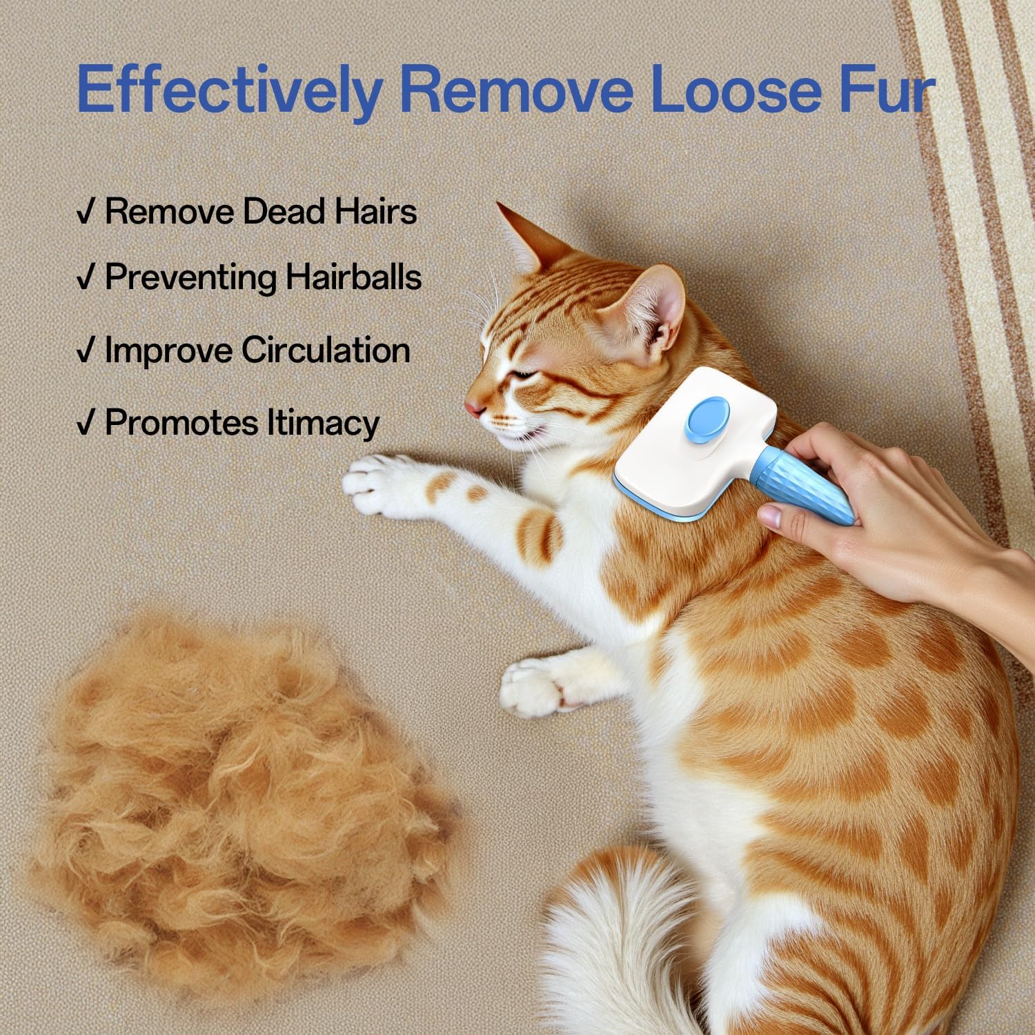 Click to see full view ACE2ACE Cat Brush for Long and Short Hair Cats, Self-cleaning Dog Brush for Shedding, Cardatore Grooming Tool for Dogs Cats, Brush for Poodle Golden Retriever Labrador Husky Bulldog Maltese, Blue